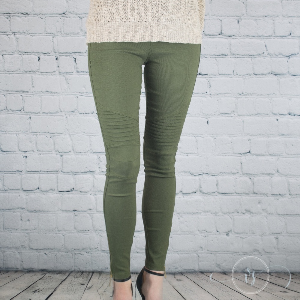 Olive Moto Jeggings